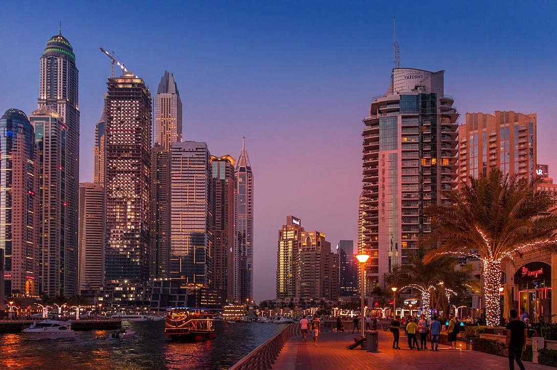 dubai tall buildings during sunset